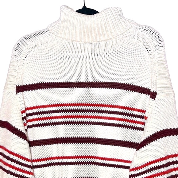 NWT Madewell Ribbed Chunky Turtleneck Sweater in Cabernet Stripe, Sizes S & XL - Picture 9 of 14